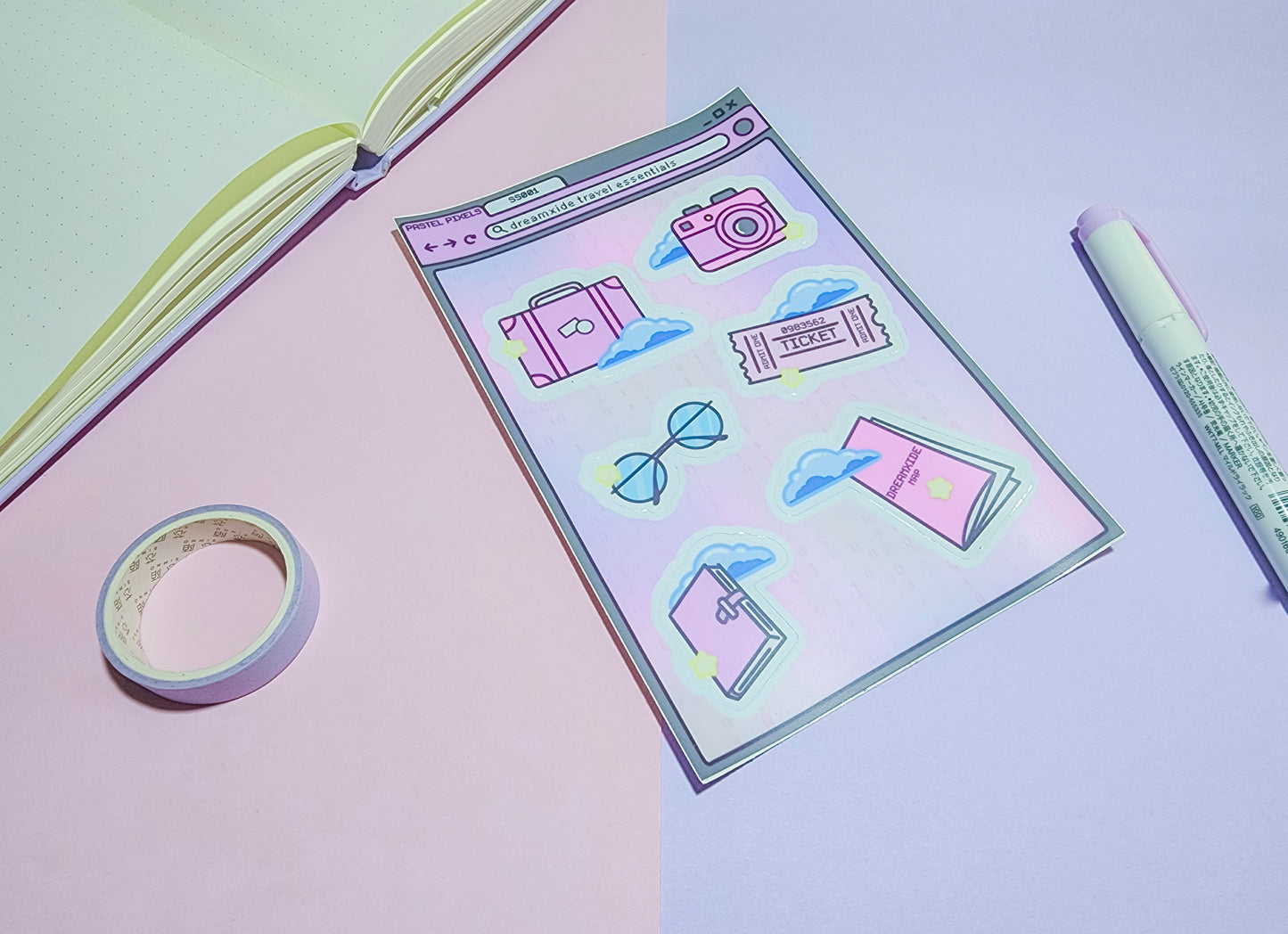 Dreamxide Travel Essentials Sticker Sheet